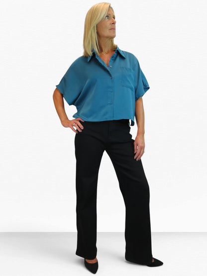 Womens Wide Straight Leg Jeans Black