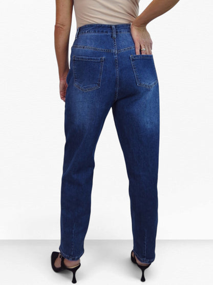 Womens Denim Balloon Barrel Leg Jeans Blue