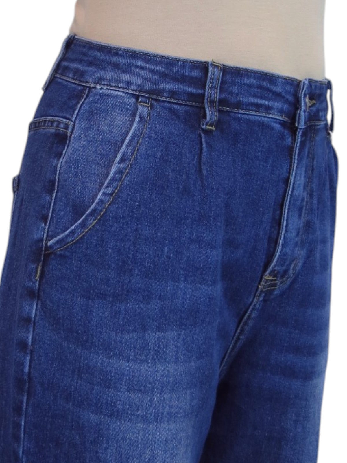 Womens Denim Balloon Barrel Leg Jeans Blue
