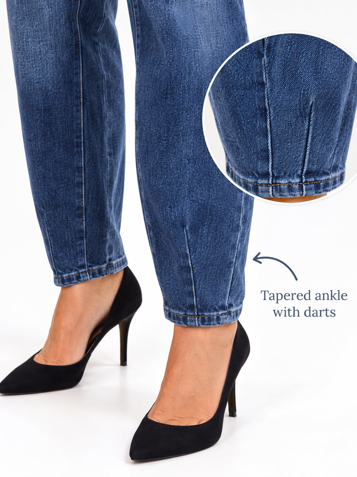 Womens Denim Balloon Barrel Leg Jeans Blue