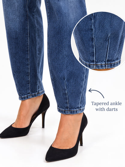 Womens Denim Balloon Barrel Leg Jeans Blue