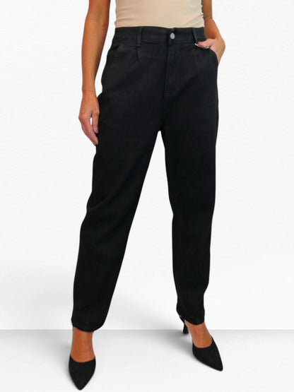 Womens Denim Balloon Barrel Leg Jeans Black