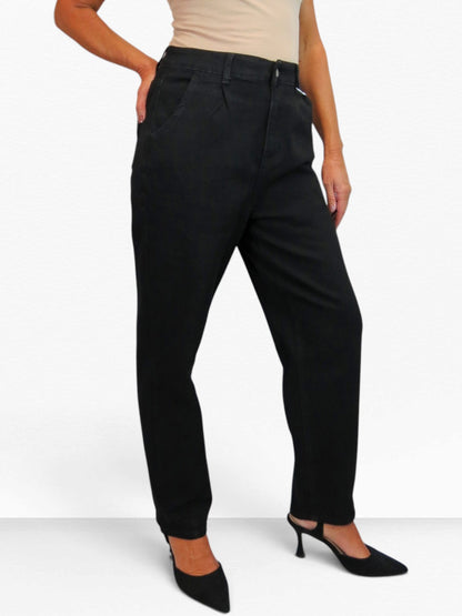 Womens Denim Balloon Barrel Leg Jeans Black