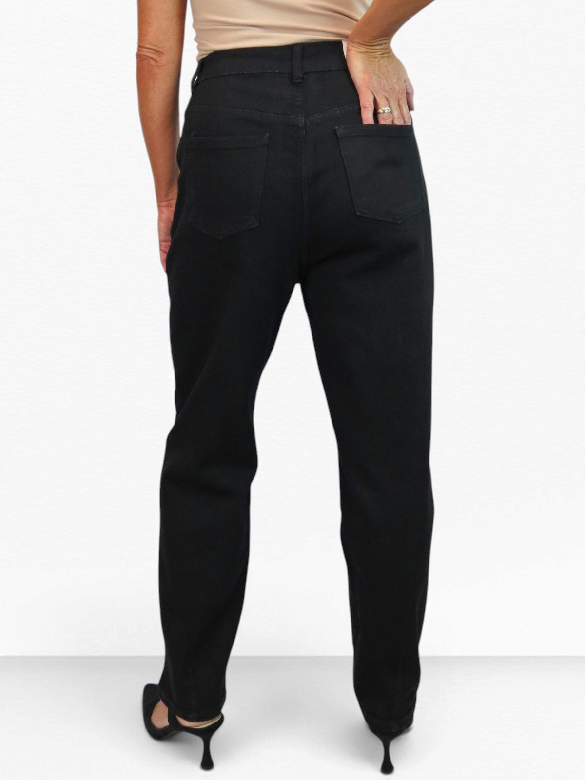 Womens Denim Balloon Barrel Leg Jeans Black