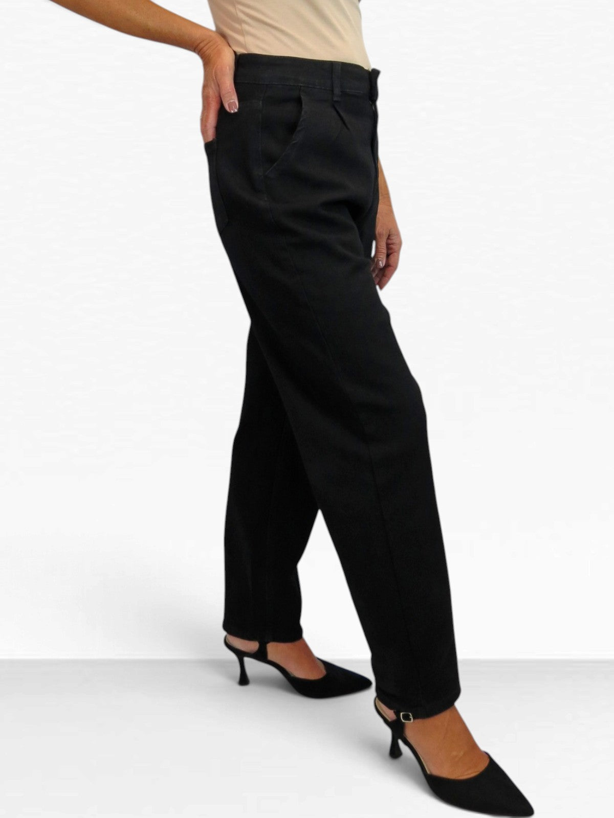 Womens Denim Balloon Barrel Leg Jeans Black