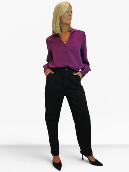 Womens Denim Balloon Barrel Leg Jeans Black