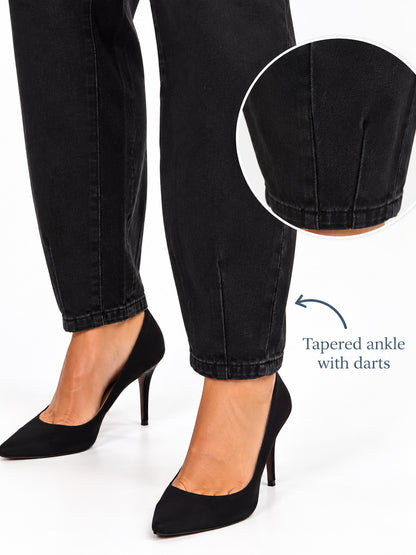 Womens Denim Balloon Barrel Leg Jeans Black