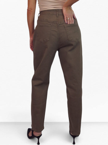 Womens Denim Balloon Barrel Leg Jeans Brown