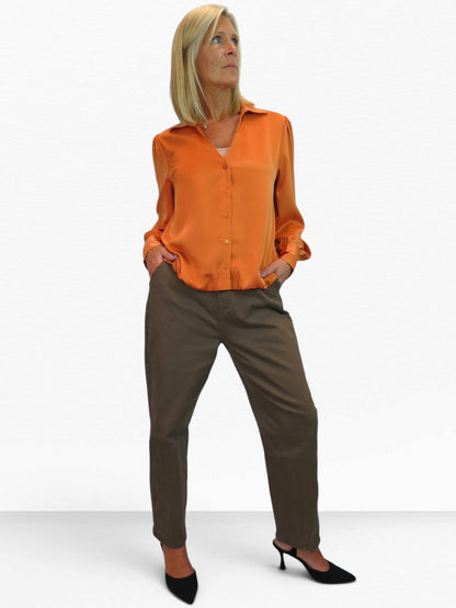 Womens Denim Balloon Barrel Leg Jeans Brown