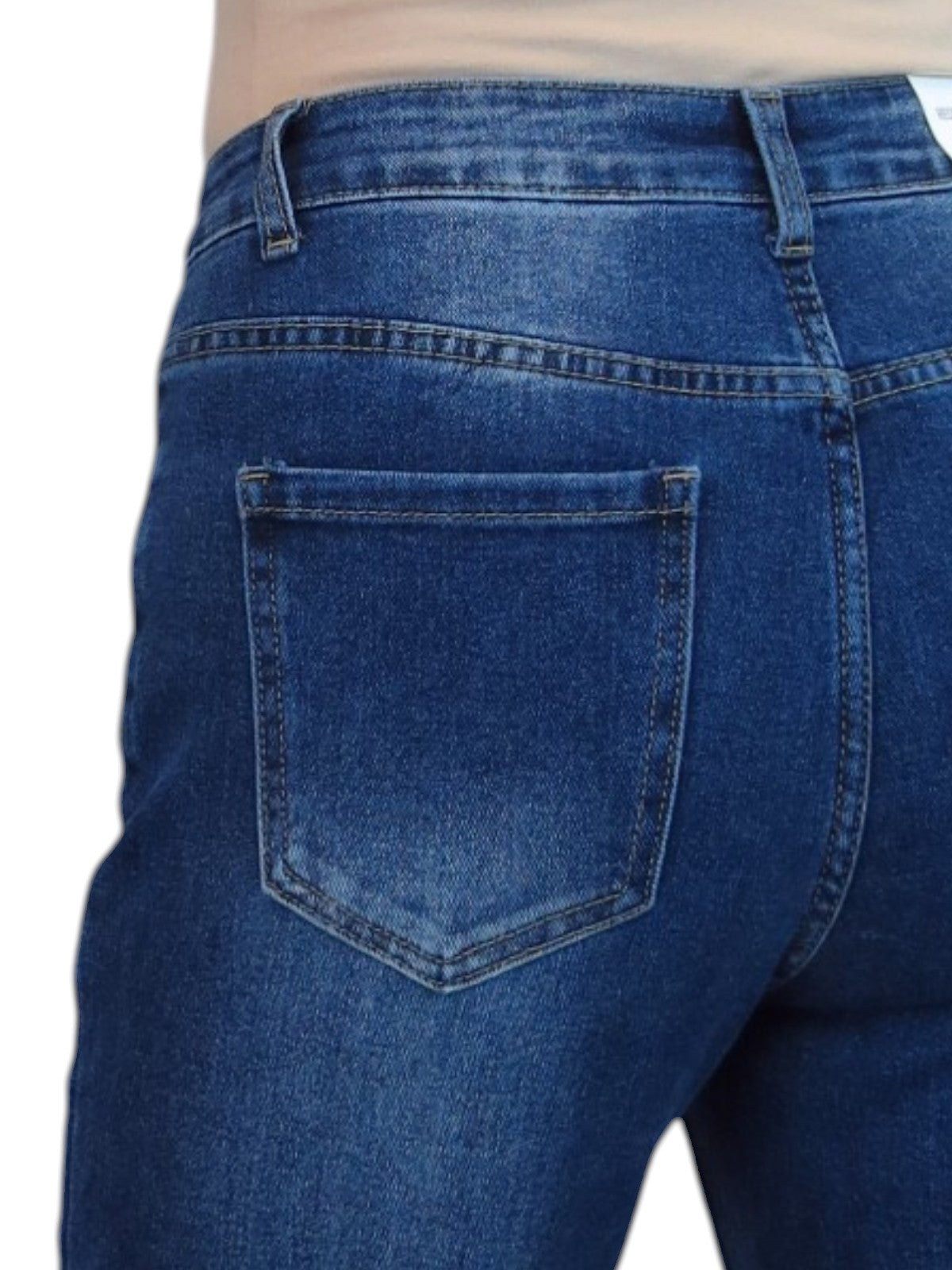 Womens High Waist Stretch Denim Straight Leg Jeans Blue