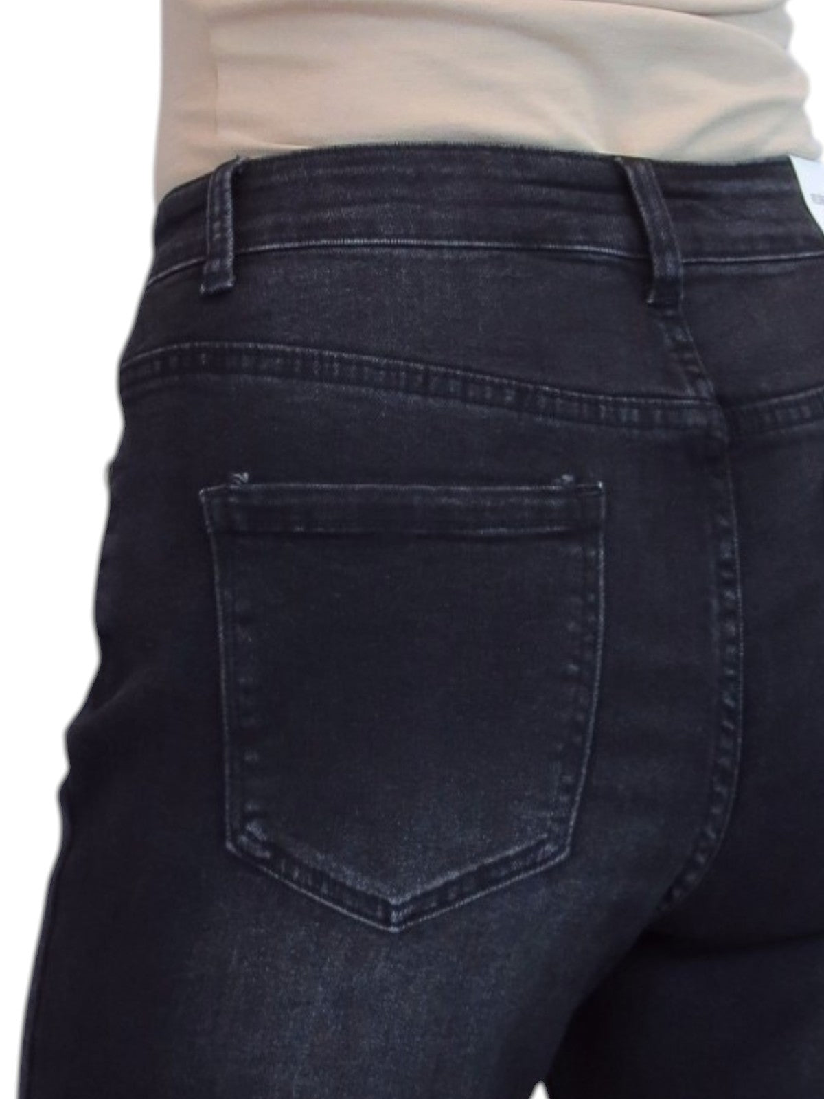 Womens High Waist Stretch Denim Straight Leg Jeans Black