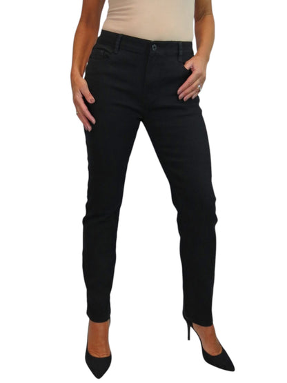 Womens High Waist Soft Stretch Slim Leg Jeans Black