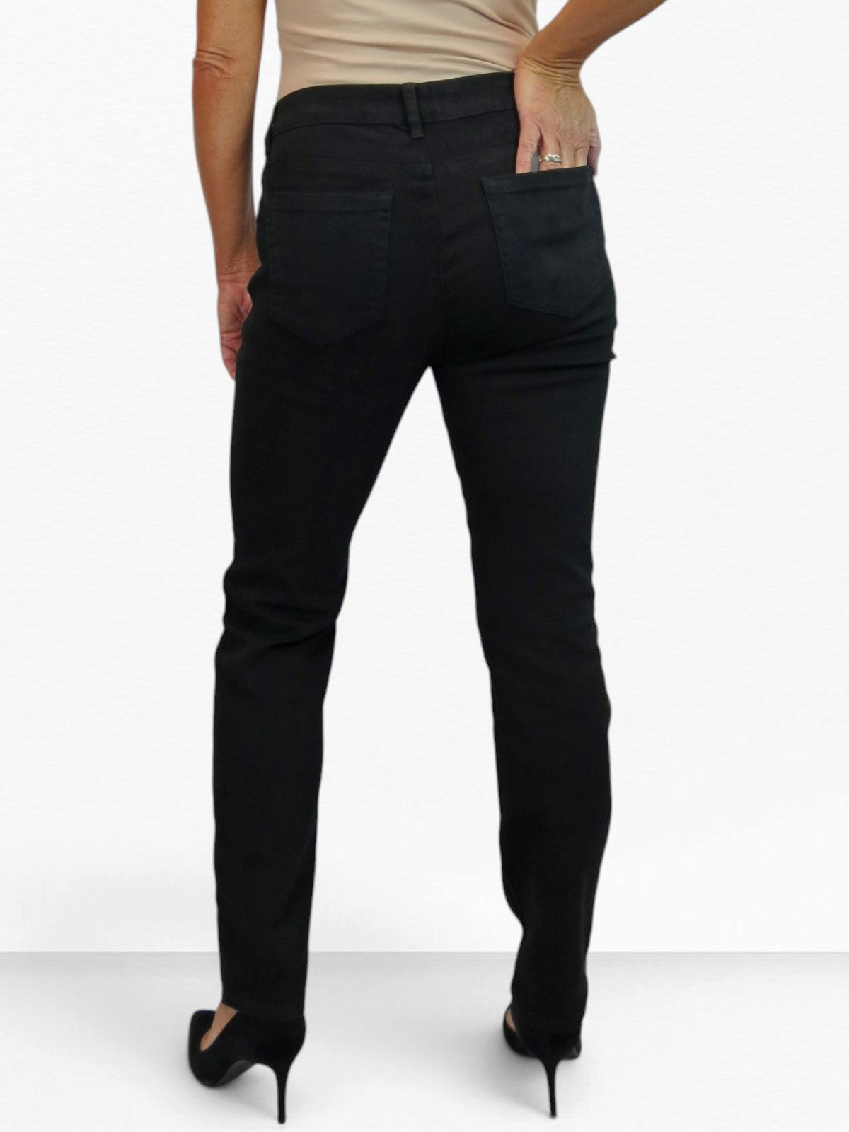 Womens High Waist Soft Stretch Slim Leg Jeans Black