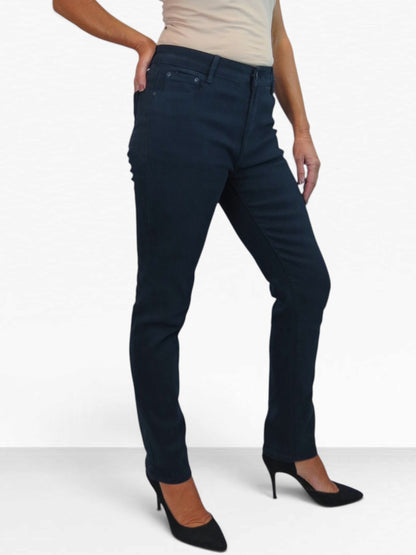 Womens High Waist Soft Stretch Slim Leg Jeans Navy Blue