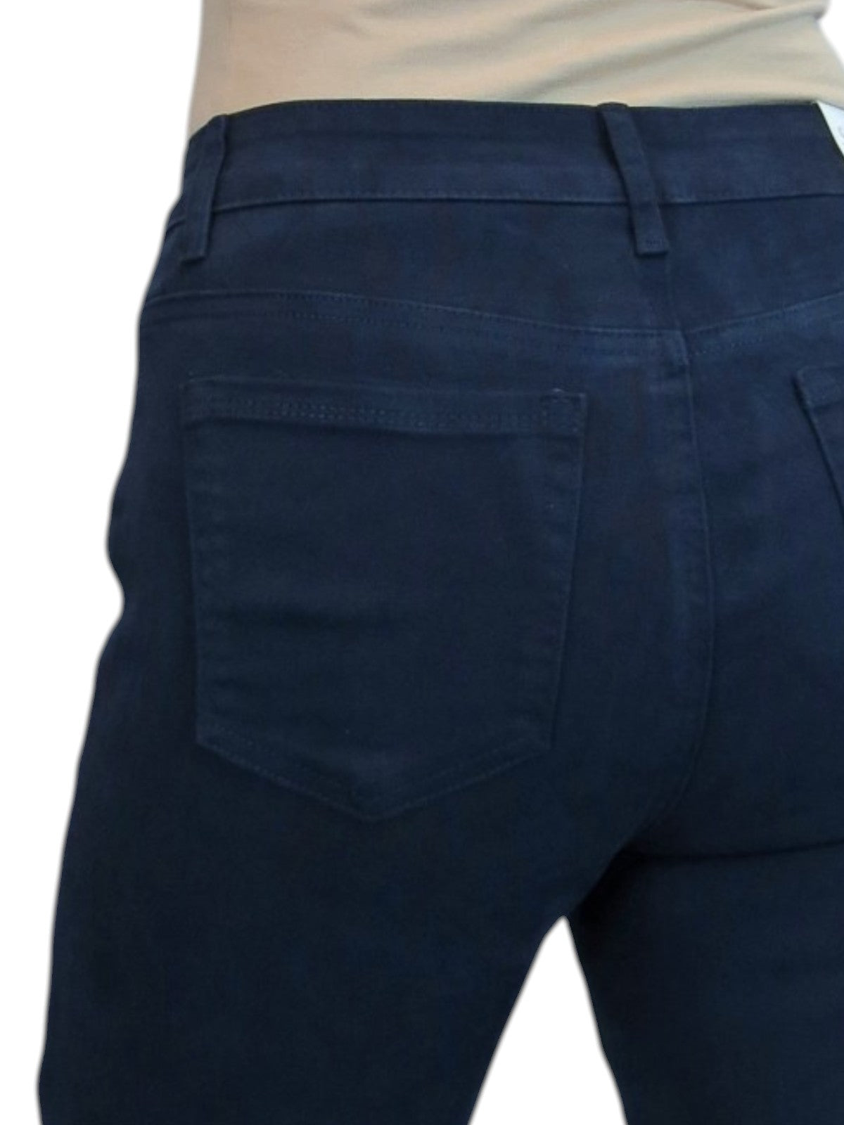 Womens High Waist Soft Stretch Slim Leg Jeans Navy Blue