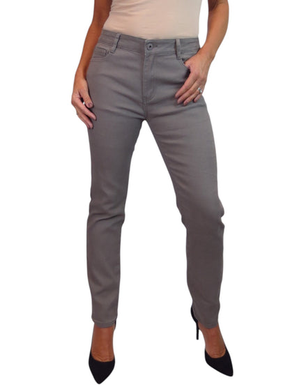 Womens High Waist Soft Stretch Slim Leg Jeans Brown