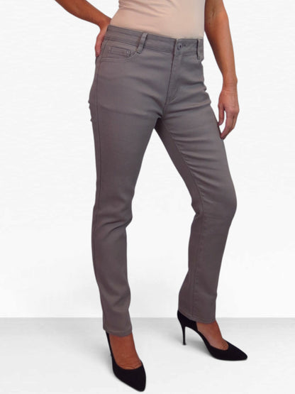 Womens High Waist Soft Stretch Slim Leg Jeans Brown