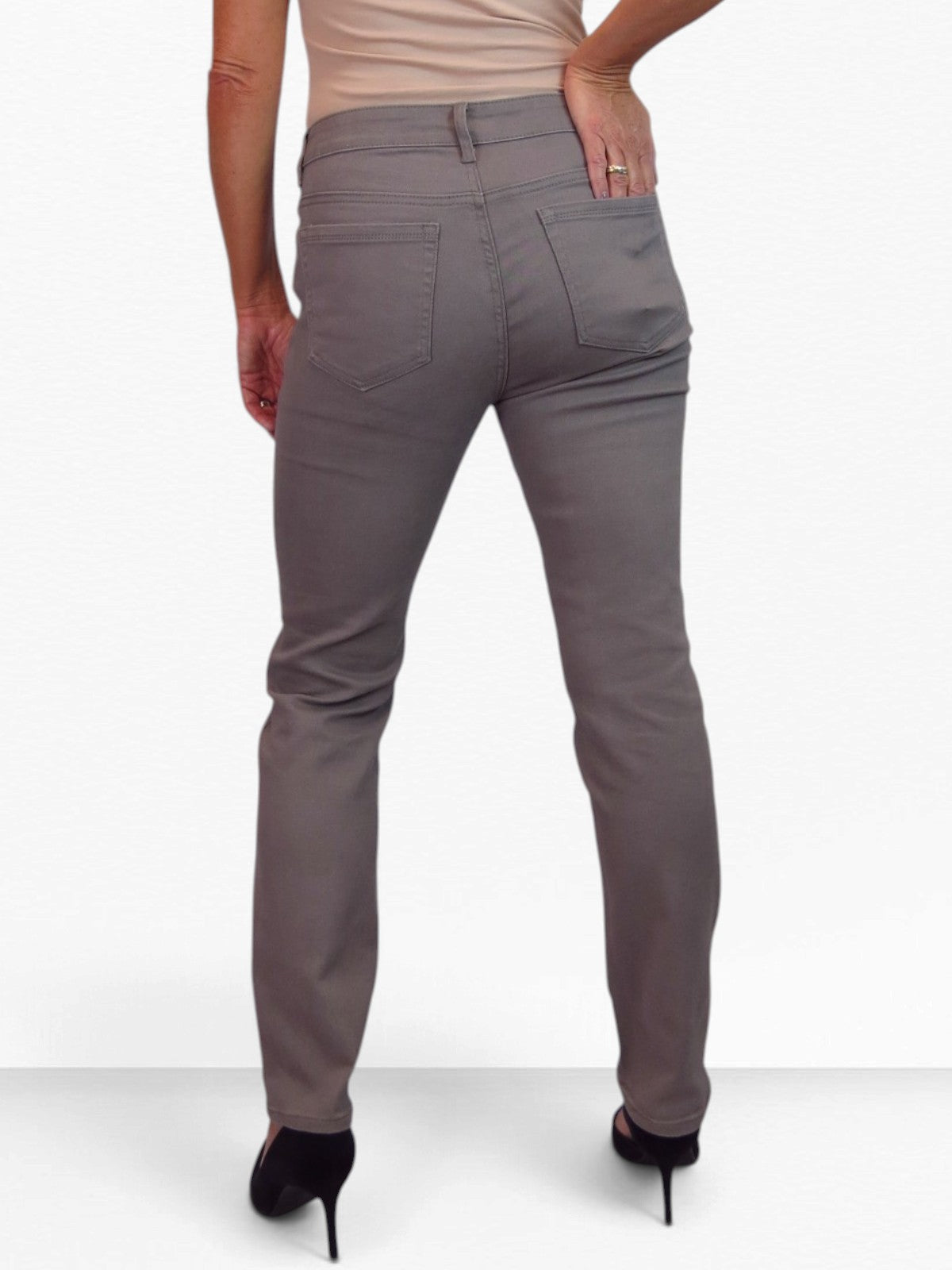 Womens High Waist Soft Stretch Slim Leg Jeans Brown