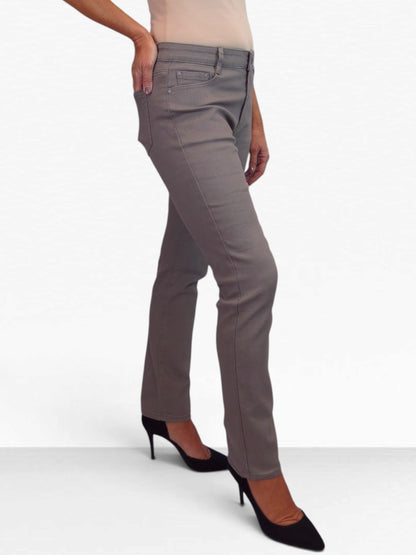 Womens High Waist Soft Stretch Slim Leg Jeans Brown