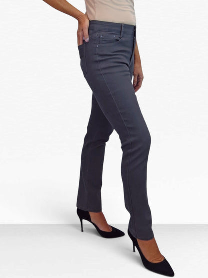 Womens High Waist Soft Stretch Slim Leg Jeans Grey
