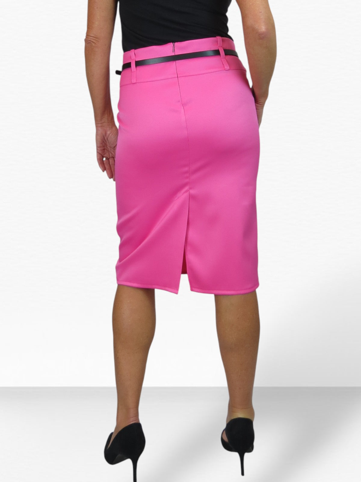 Satin Pencil Skirt Pink