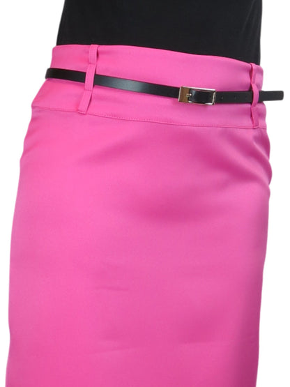 Satin Pencil Skirt Pink