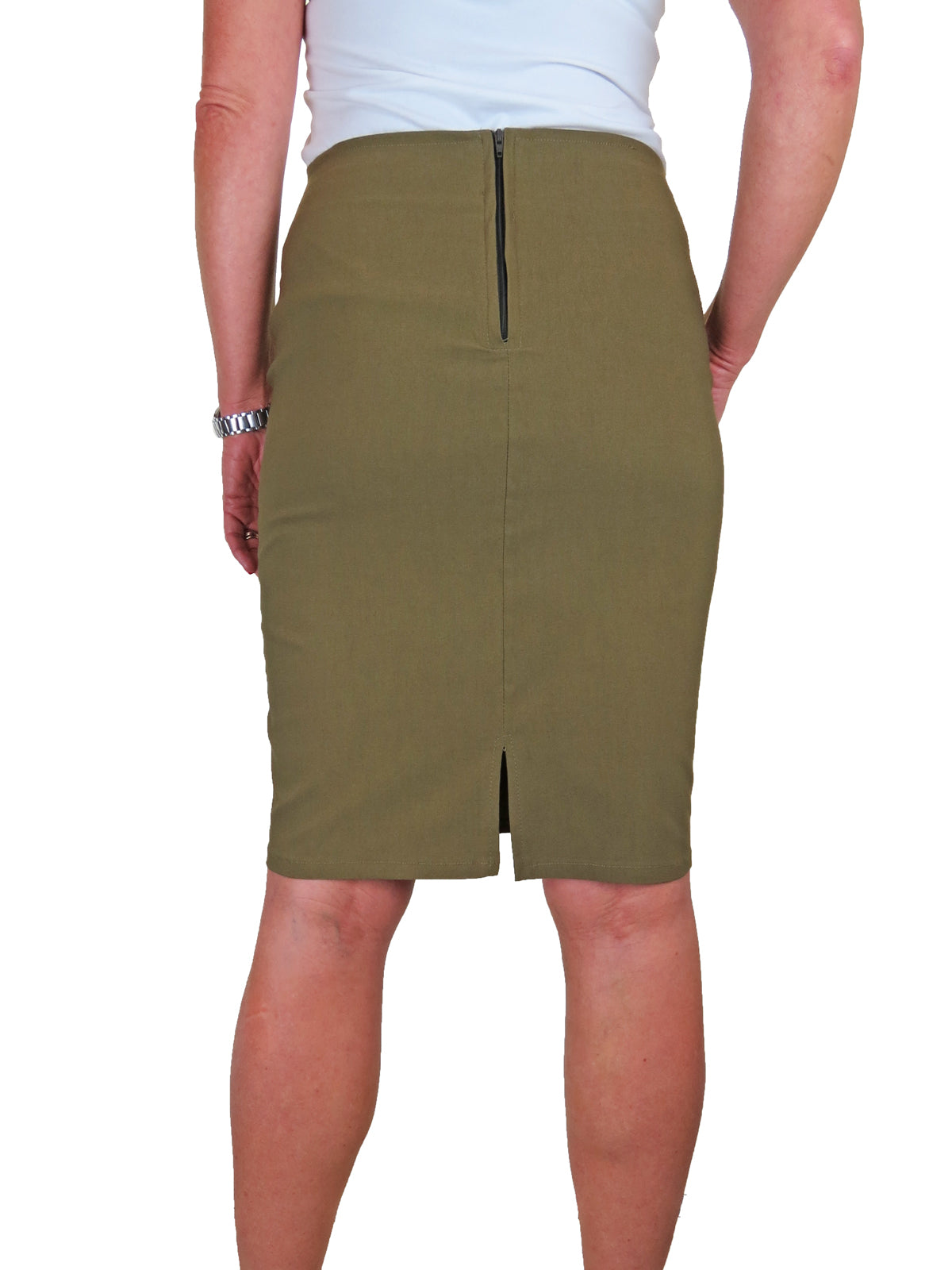 Stretch Bodycon Pencil Skirt Khaki Green