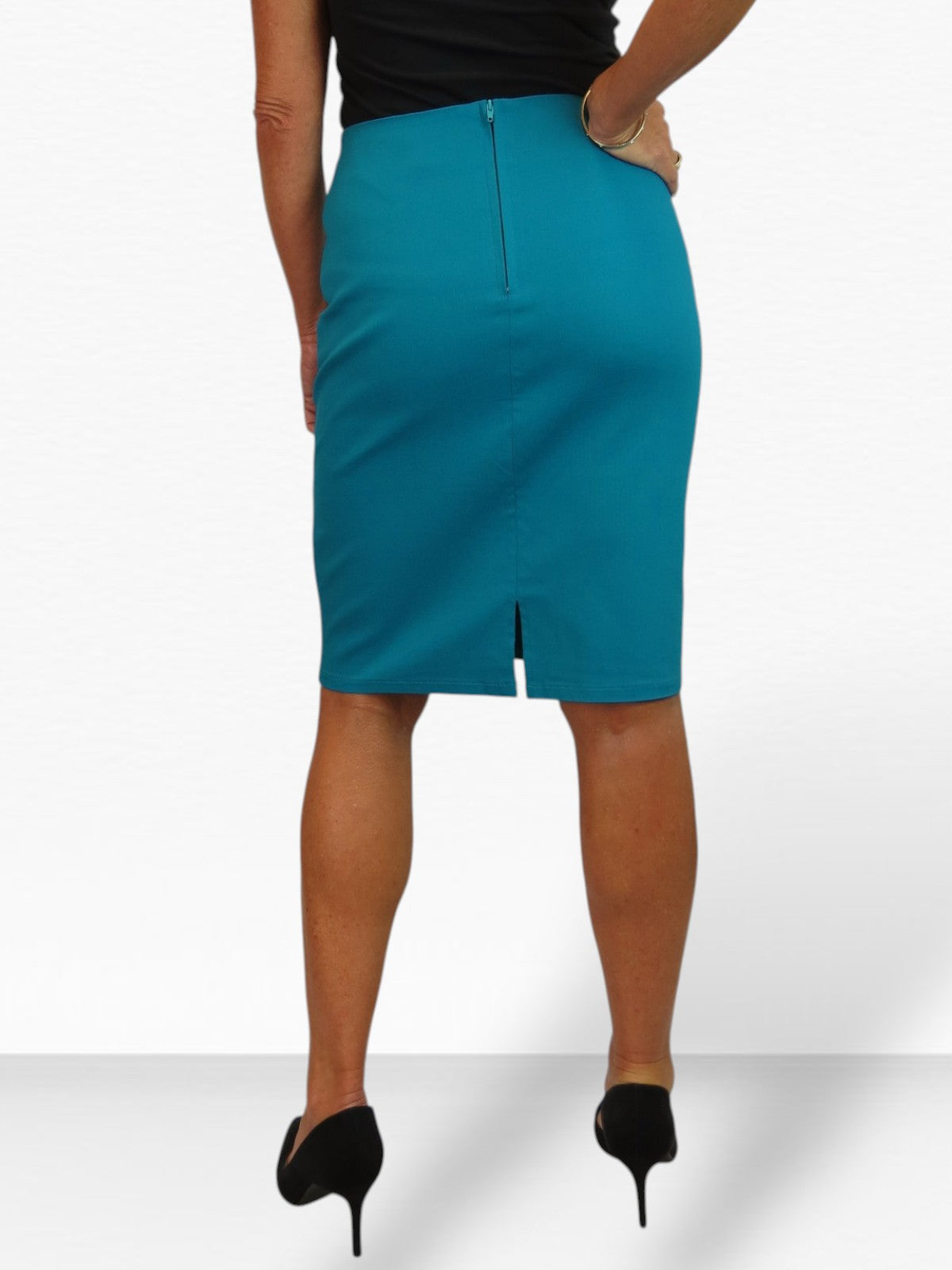 Stretch Bodycon Pencil Skirt Teal Green