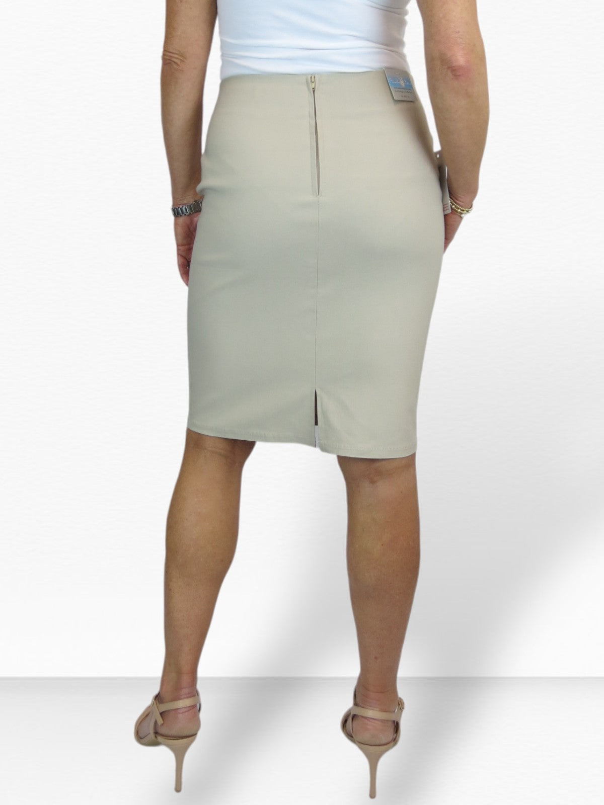Stretch Bodycon Pencil Skirt Beige
