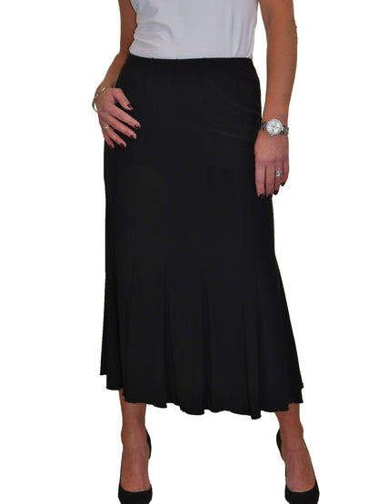 Smart Midi Maxi Panel Fishtail Lined Skirt Black