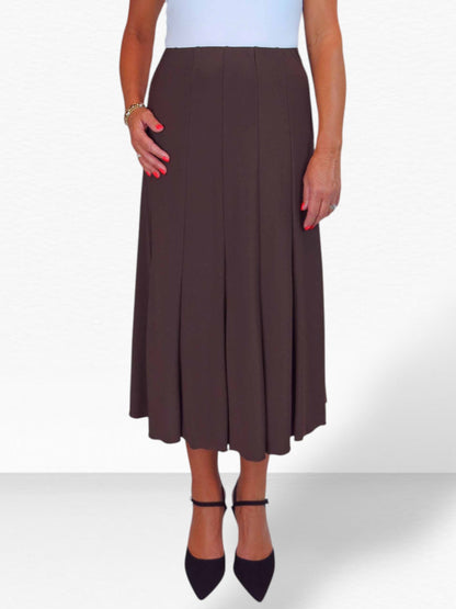 Smart Midi Maxi Panel Fishtail Lined Skirt Brown