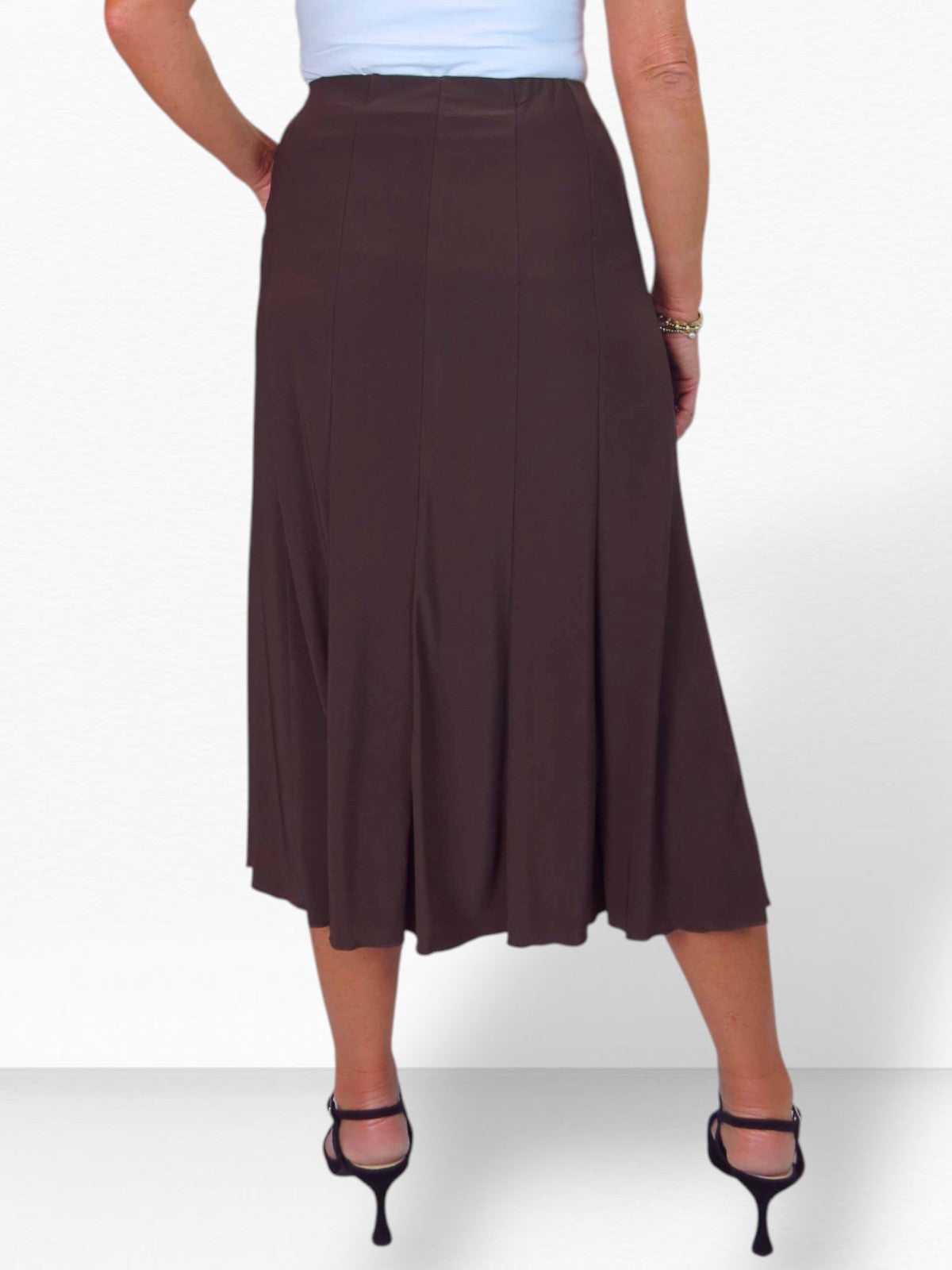 Smart Midi Maxi Panel Fishtail Lined Skirt Brown