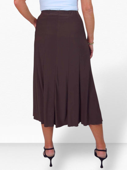 Smart Midi Maxi Panel Fishtail Lined Skirt Brown