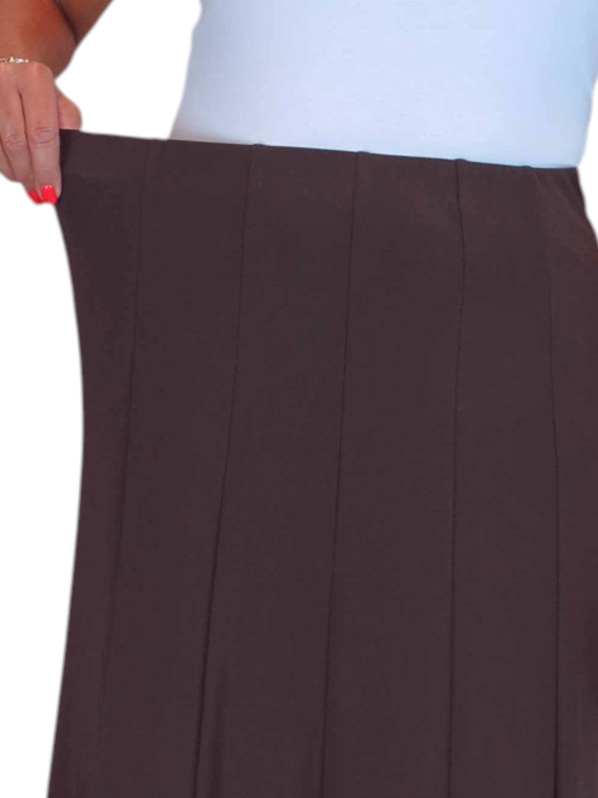 Smart Midi Maxi Panel Fishtail Lined Skirt Brown