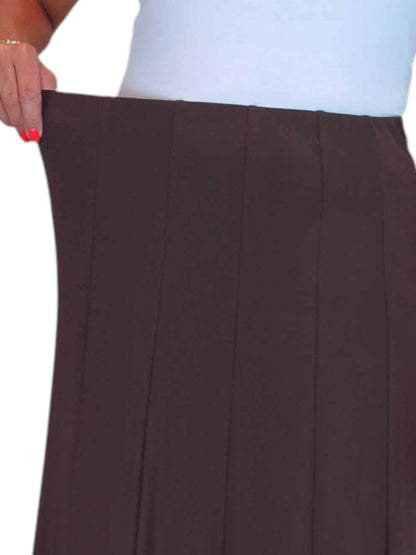 Smart Midi Maxi Panel Fishtail Lined Skirt Brown