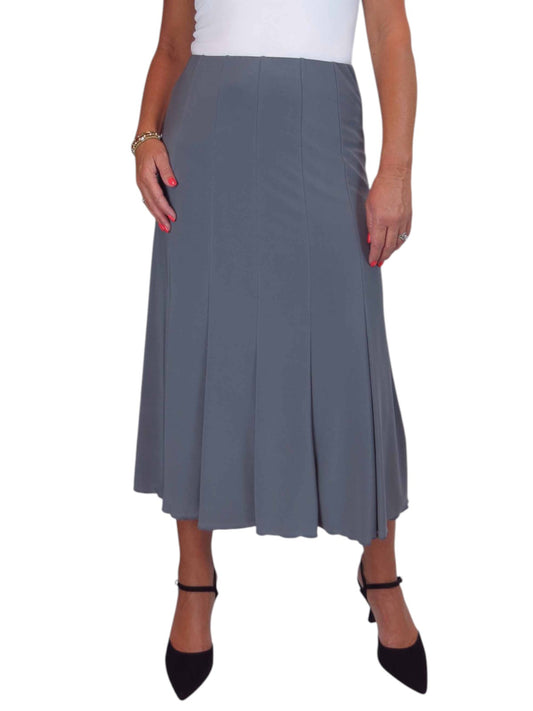 Smart Midi Maxi Panel Fishtail Lined Skirt Grey
