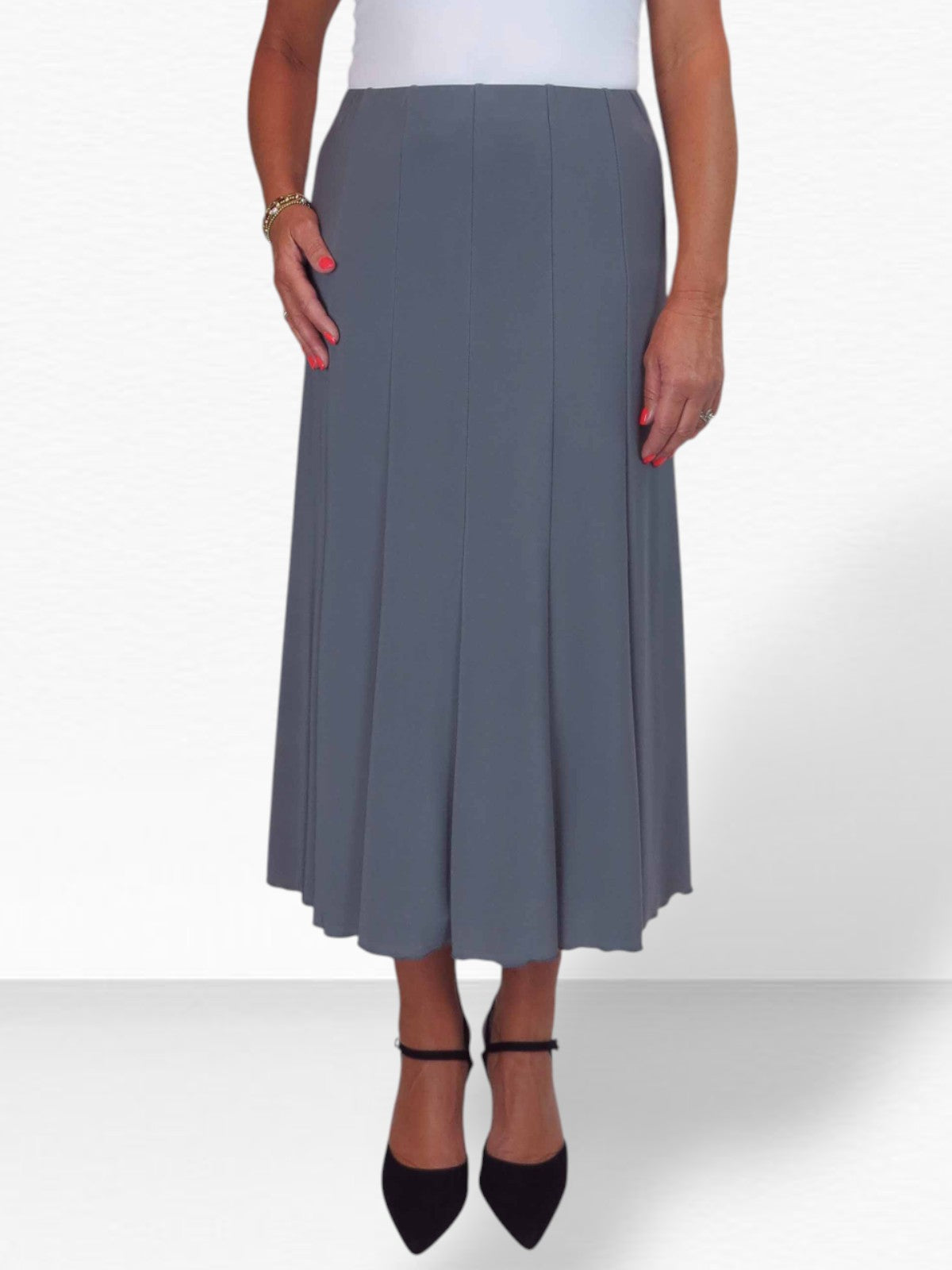 Smart Midi Maxi Panel Fishtail Lined Skirt Grey