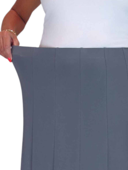 Smart Midi Maxi Panel Fishtail Lined Skirt Grey
