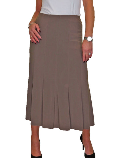 Smart Midi Maxi Panel Fishtail Lined Skirt Taupe