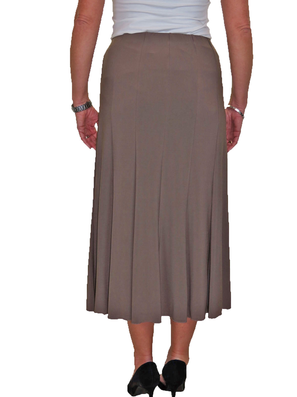 Smart Midi Maxi Panel Fishtail Lined Skirt Taupe