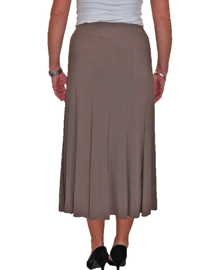 Smart Midi Maxi Panel Fishtail Lined Skirt Taupe