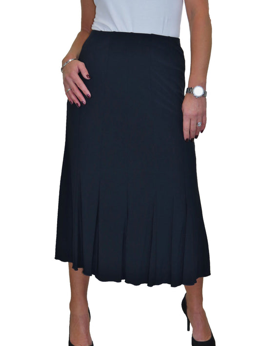 Smart Midi Maxi Panel Fishtail Lined Skirt Navy Blue