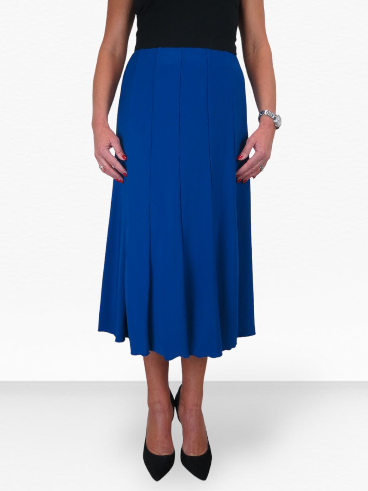 Midi Maxi Panel Fishtail Lined Skirt Royal Blue