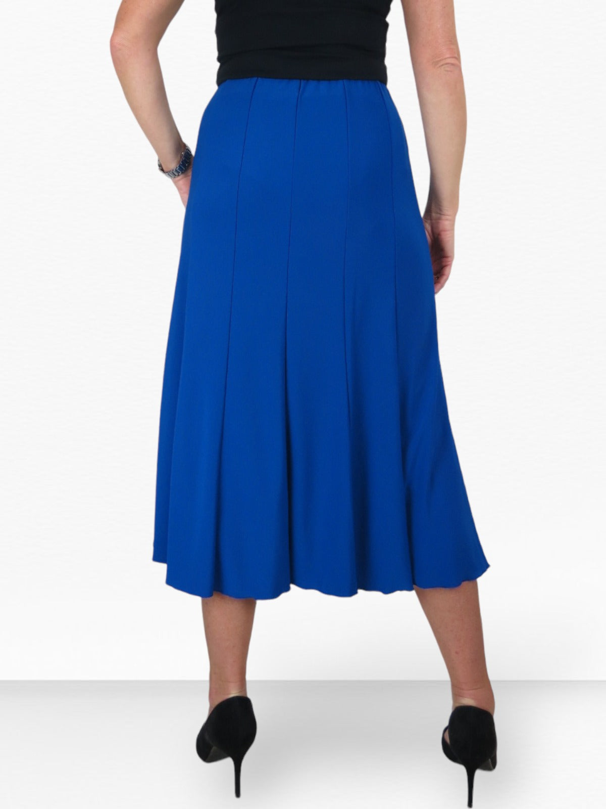 Midi Maxi Panel Fishtail Lined Skirt Royal Blue