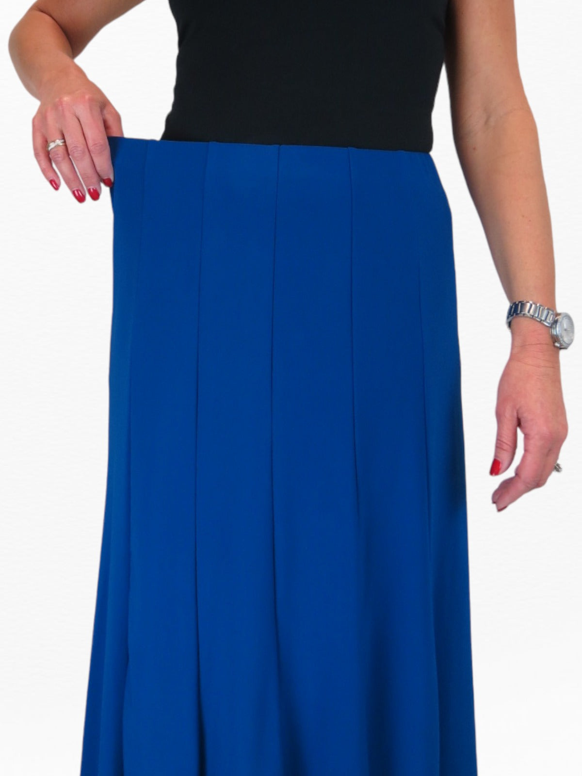 Midi Maxi Panel Fishtail Lined Skirt Royal Blue