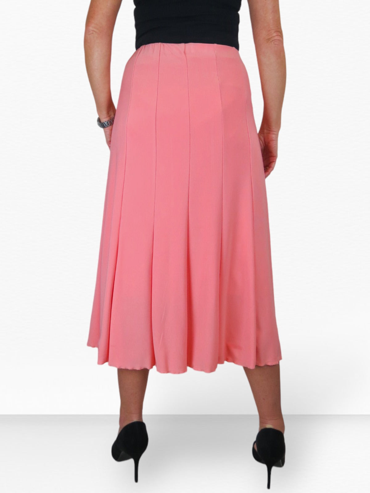 Midi Maxi Panel Fishtail Lined Skirt Peach