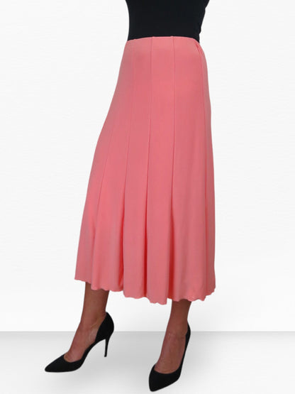 Midi Maxi Panel Fishtail Lined Skirt Peach