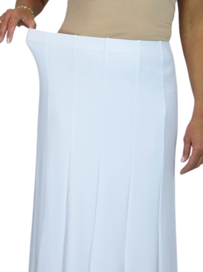 Smart Midi Maxi Panel Fishtail Lined Skirt White