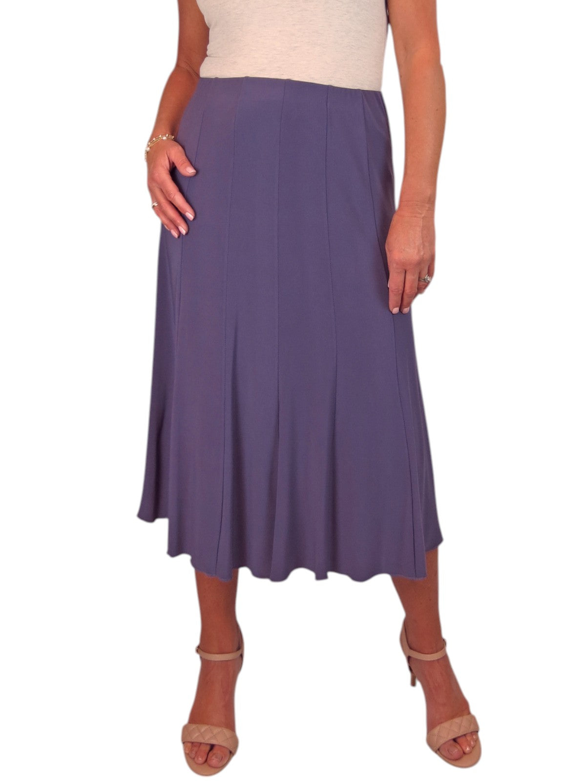 Smart Midi Maxi Panel Fishtail Lined Skirt Purple