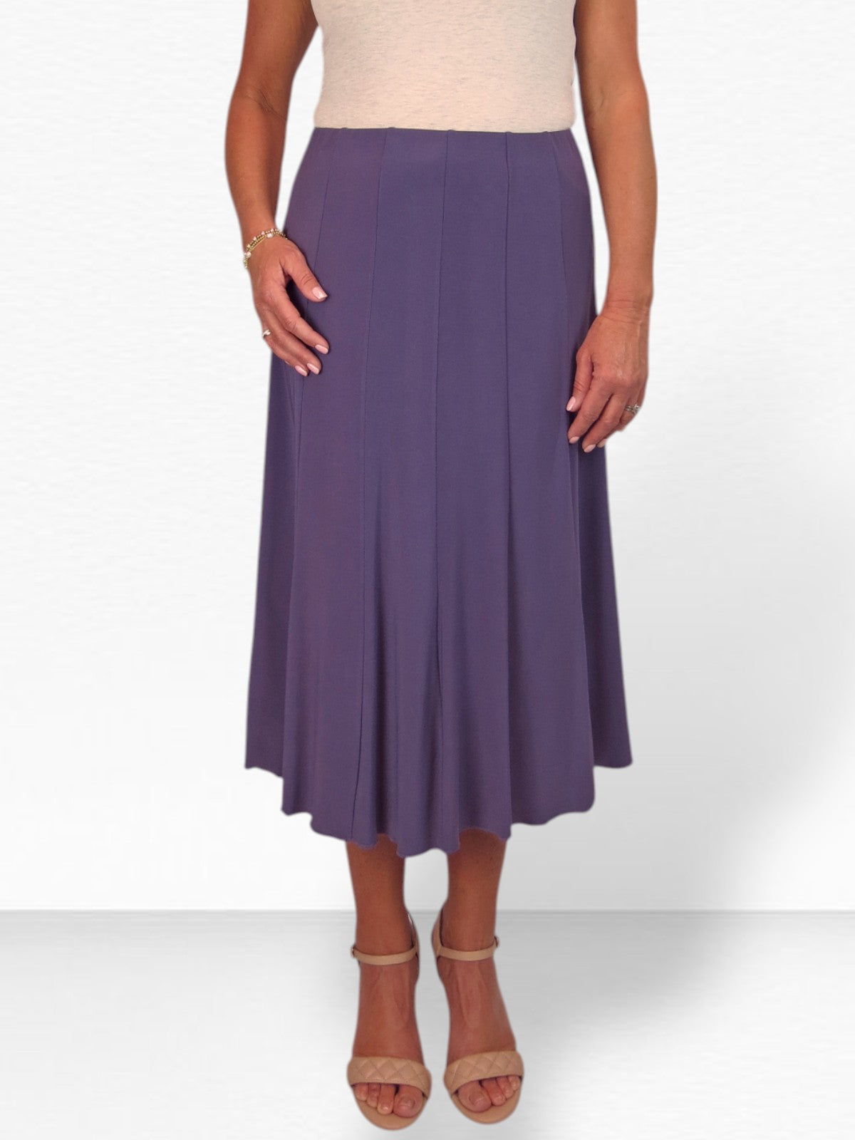 Smart Midi Maxi Panel Fishtail Lined Skirt Purple